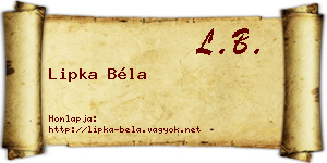 Lipka Béla névjegykártya
